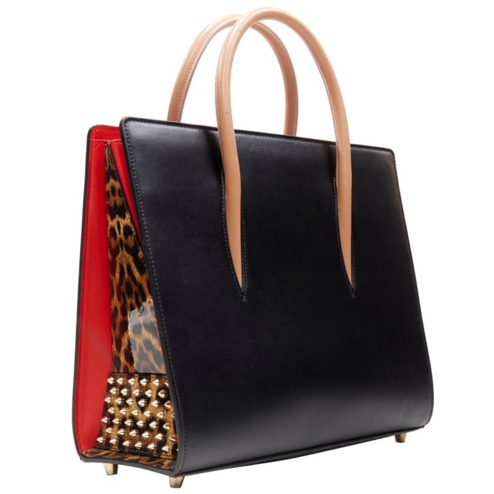 NWT Rare Paloma Bag, Medium Black Leopard Spiked Calfskin, Christian Louboutin